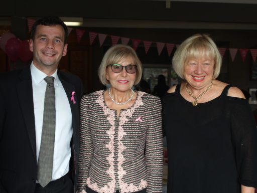 MP David Seymour, Dame Rosie Horton and Councillor Christine Fletcher at the Pink Ribbon Breakfast 2019
